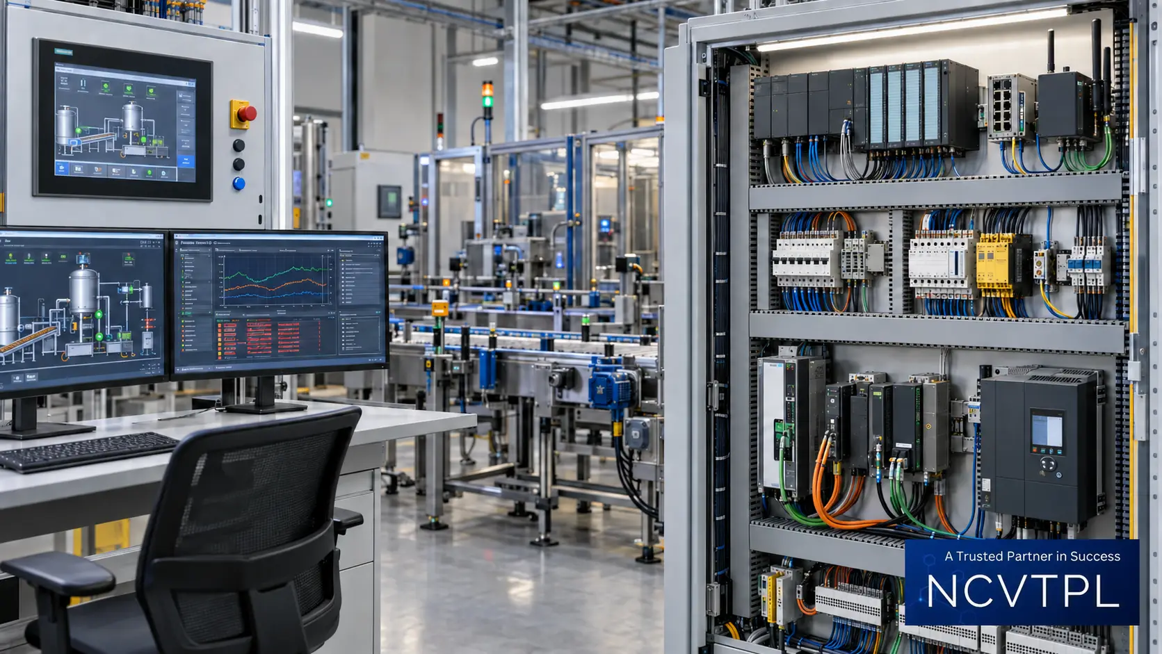 Advanced automation workshop with NCVTPL trainees working on integrated control equipment