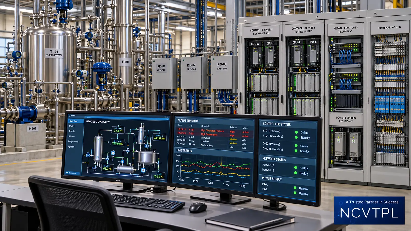 DCS control system training with process automation operator station