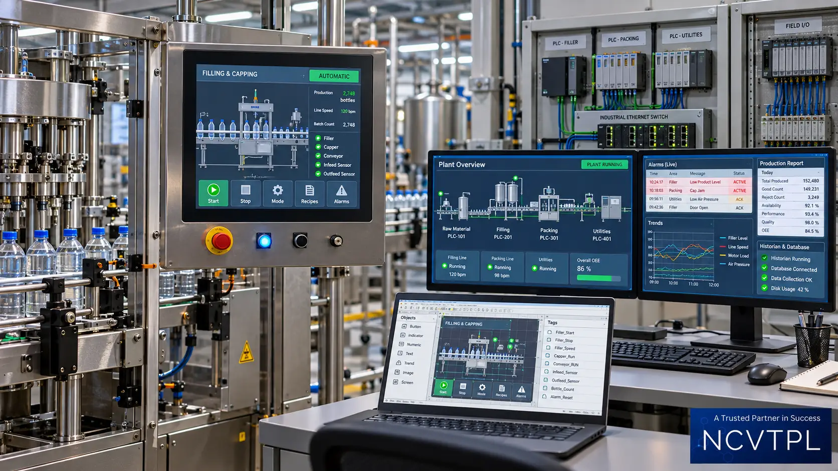 HMI SCADA development training with industrial monitoring screen