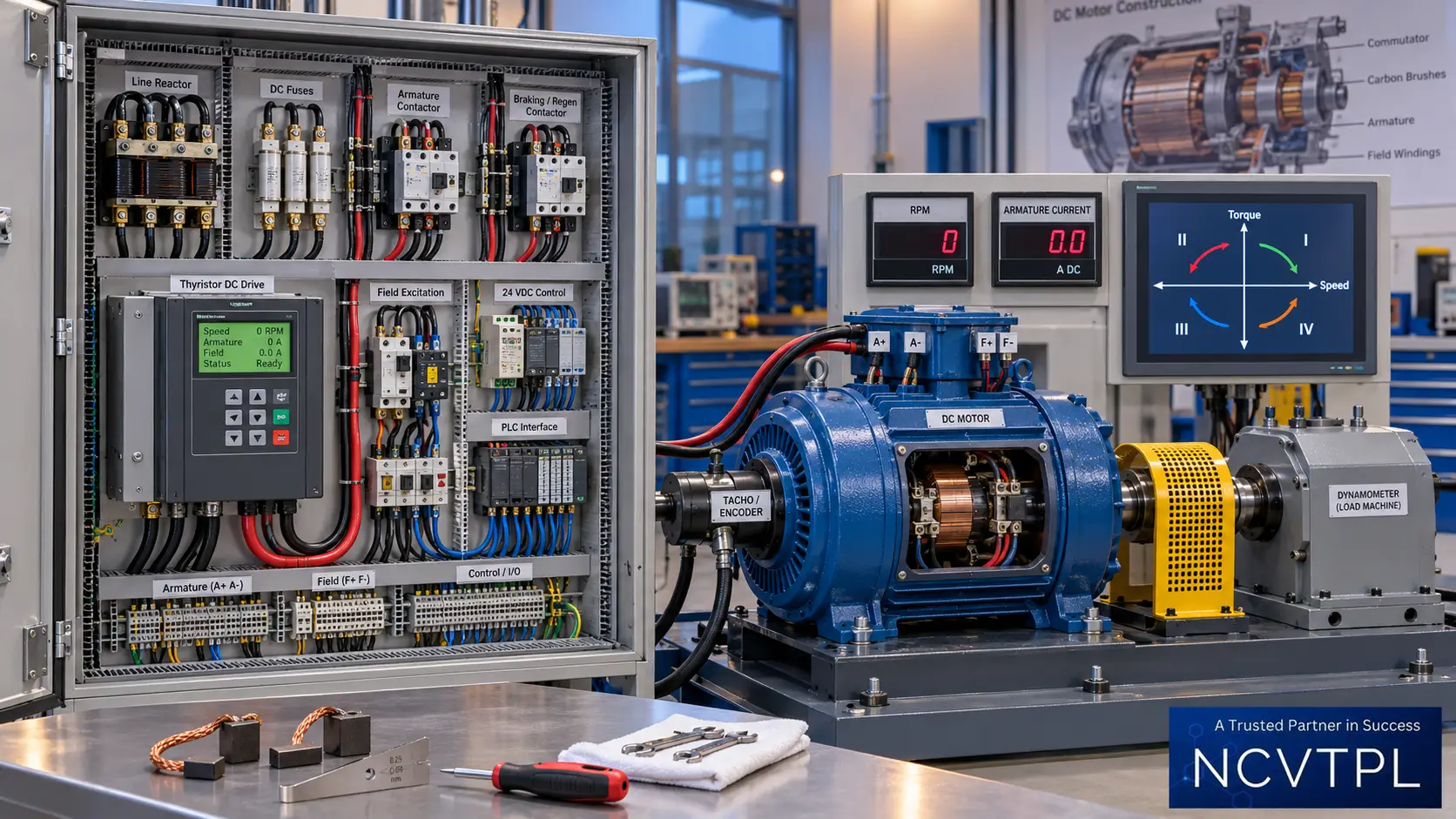 DC drive and DC motor training with industrial drive controller