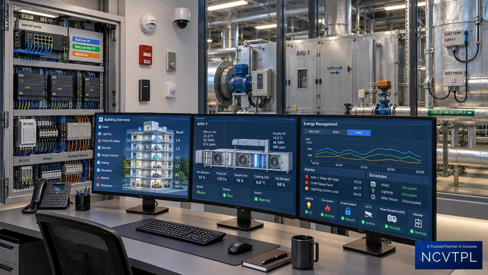 Building management system training with HVAC and facility automation controls