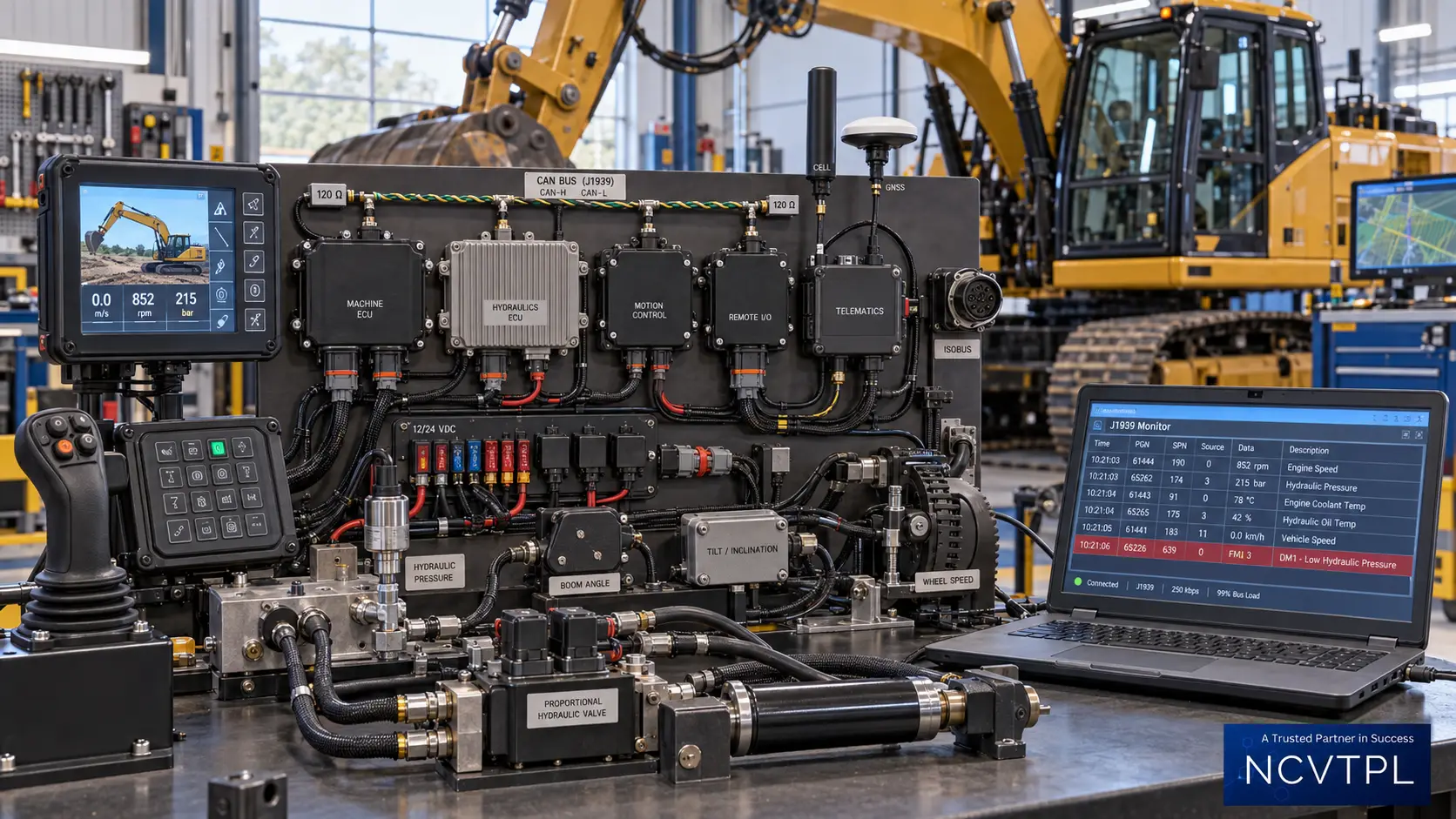 Off-highway vehicle automation training with CAN J1939 vehicle control interfaces