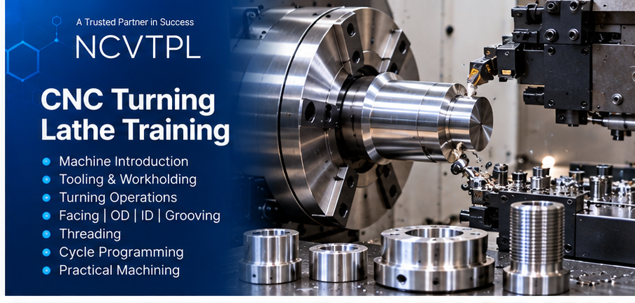 CNC turning lathe training used to compare turning operations with VMC milling