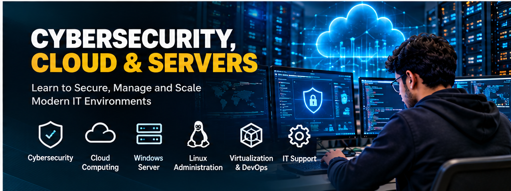 NCVTPL Cybersecurity Cloud and Server Training covering Windows Server Linux administration virtualization DevOps IT support and cloud computing