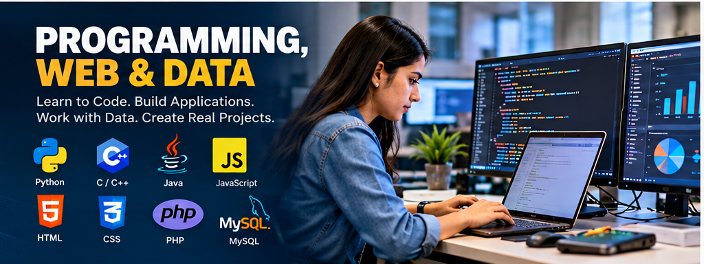 NCVTPL Programming Web Development and Data Training covering Python C C++ Java JavaScript HTML CSS PHP MySQL and data analytics