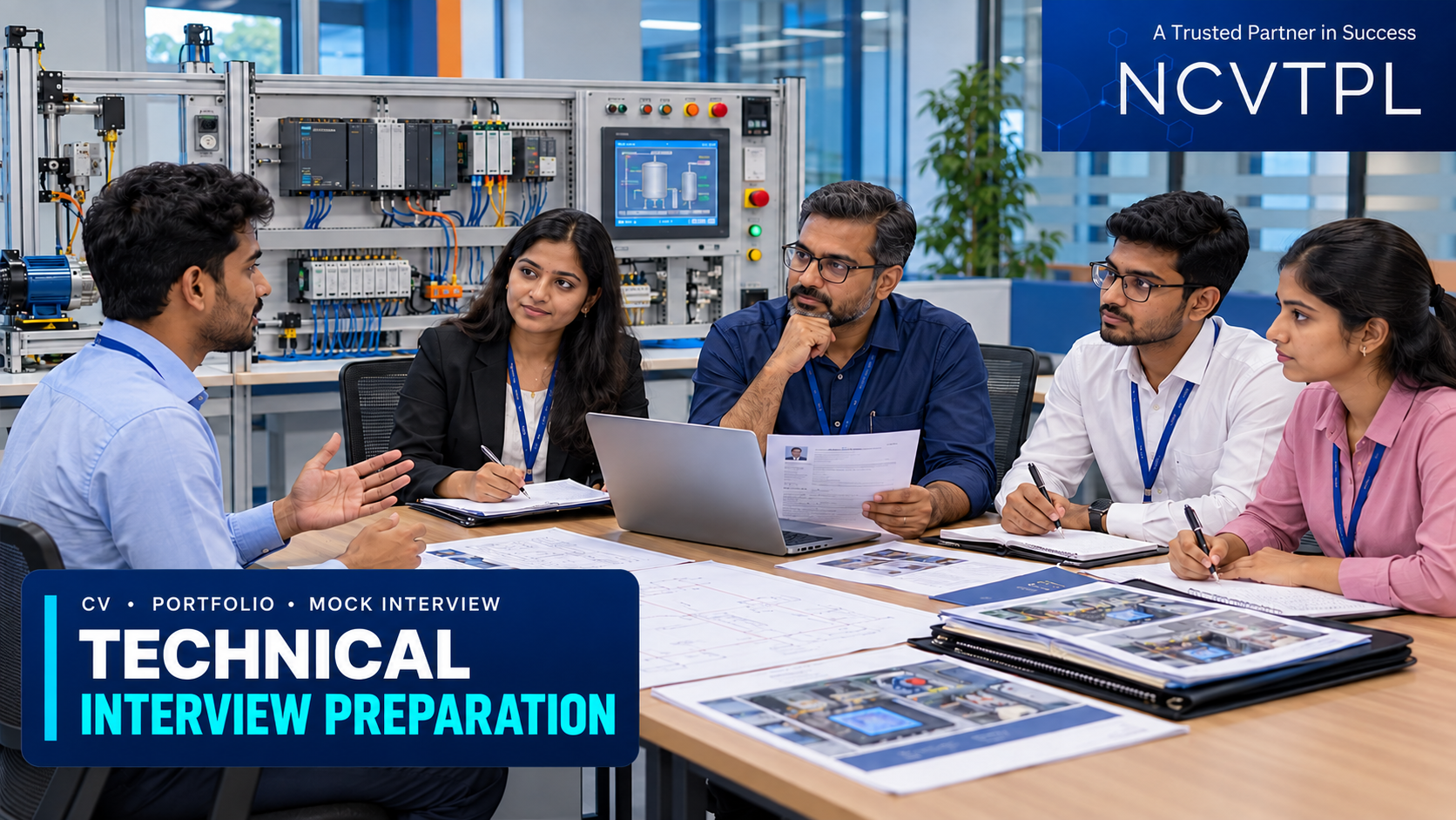 NCVTPL trainer preparing a candidate for an industrial automation technical interview