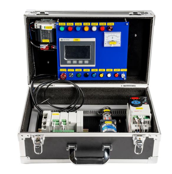 Allen-Bradley Micro850 PLC & PowerFlex VFD in a portable training case